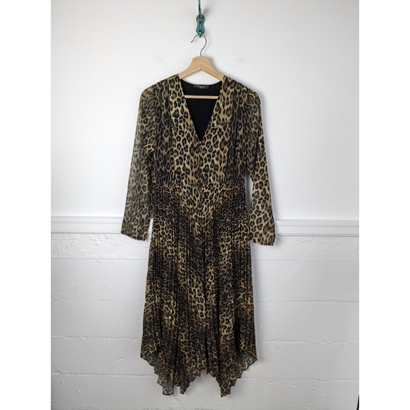 Kooples • Pleated Leopard Print Midi Dress - Picture 3 of 11